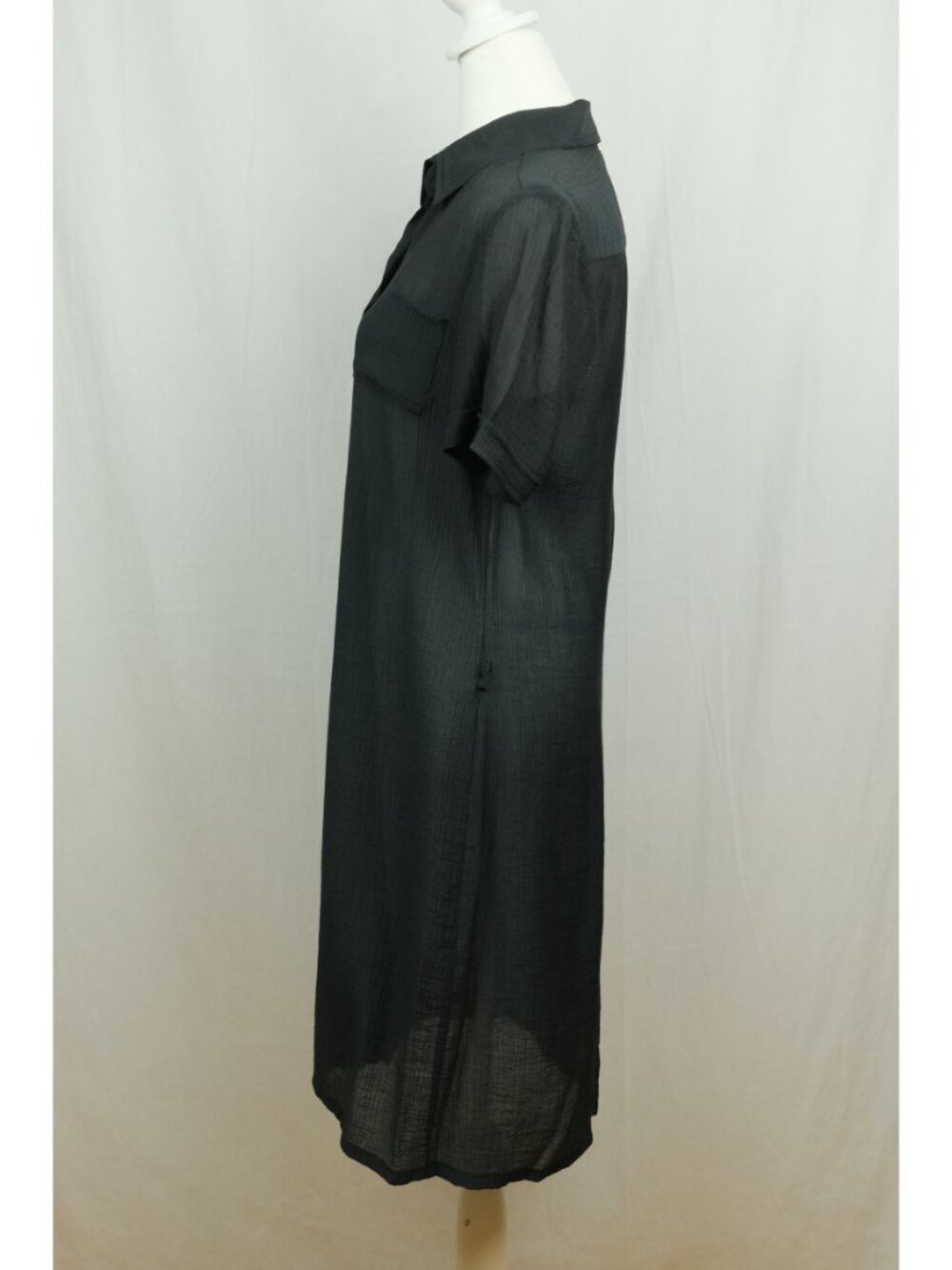 Antoine Lili Paris Shift Dress Black Size 2 Minimalist Workwear Button-Up - Picture 3 of 6